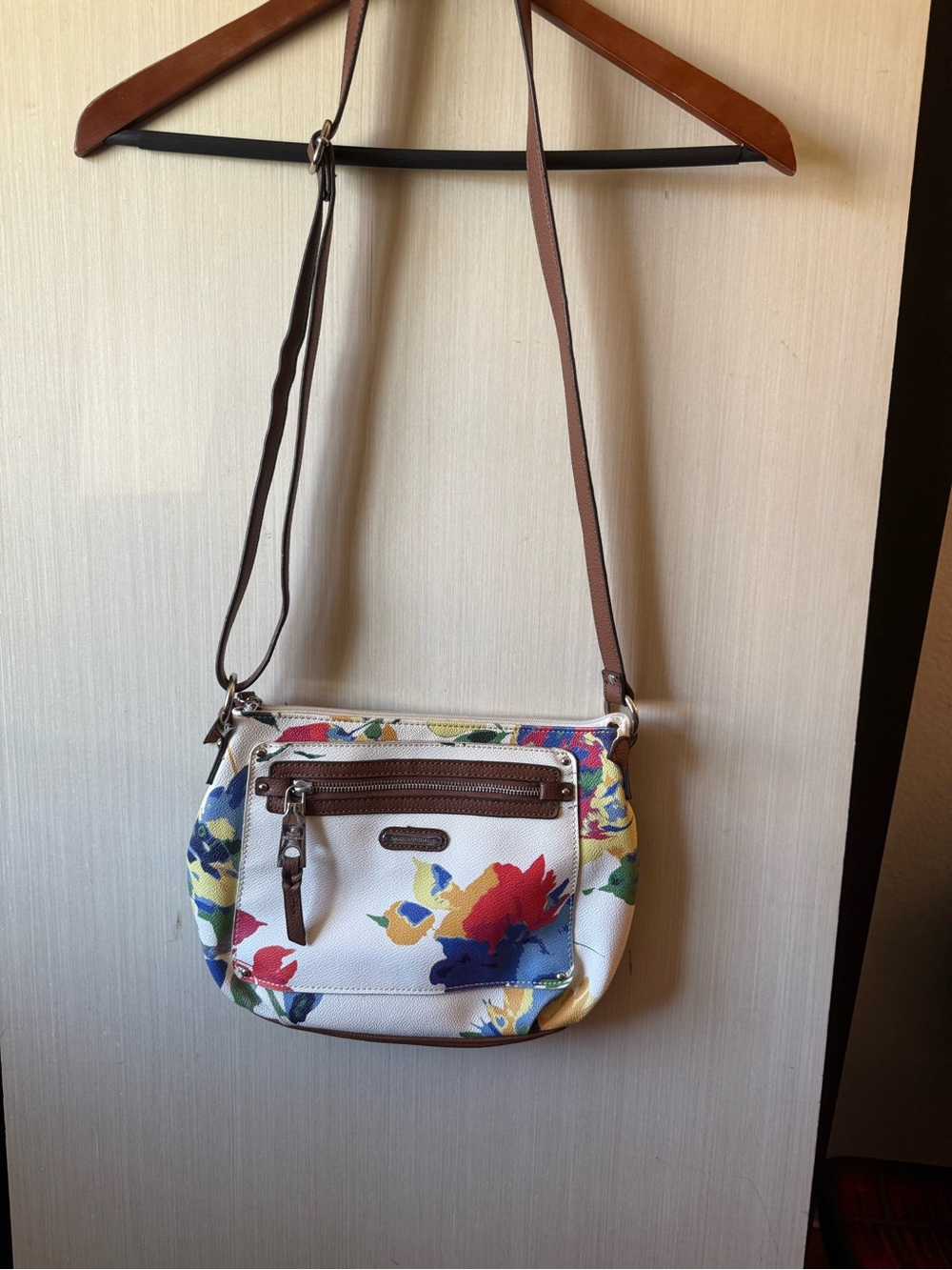 Dana Buchman Floral Print Crossbody Bag in White and Multicolor